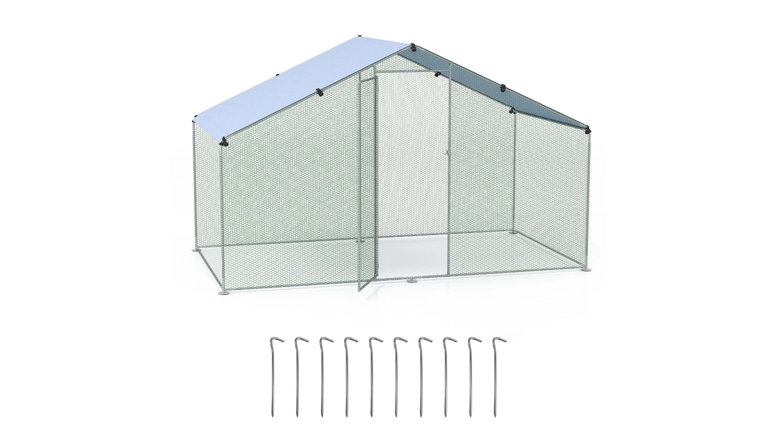 Costway Large Chicken Coop with Oxford Canopy Hexagonal Mesh Net - 3 x 1.7 x 1.9metre
