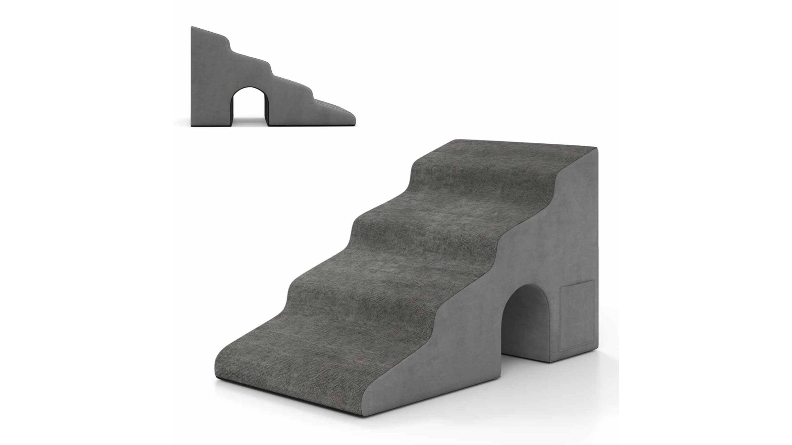 Costway 4-Tier Non-Slip Pet Foam Stair Ramp - Grey