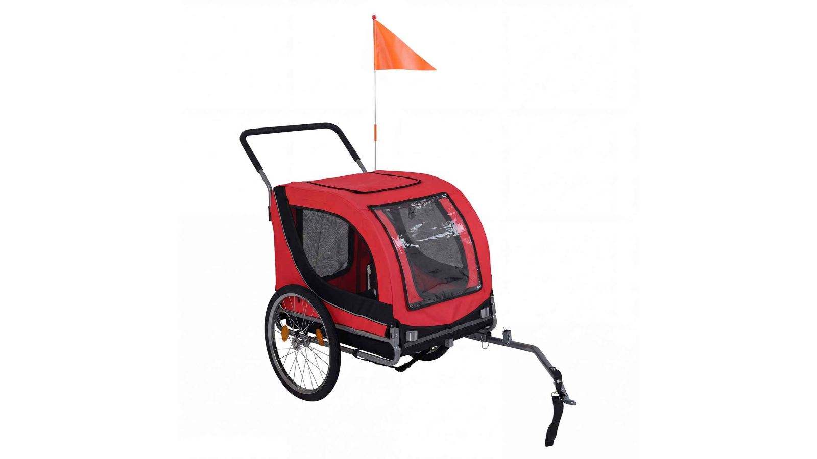 Costway 2-in-1 Trailer Dog Stroller with Wheel and Reflector - Red