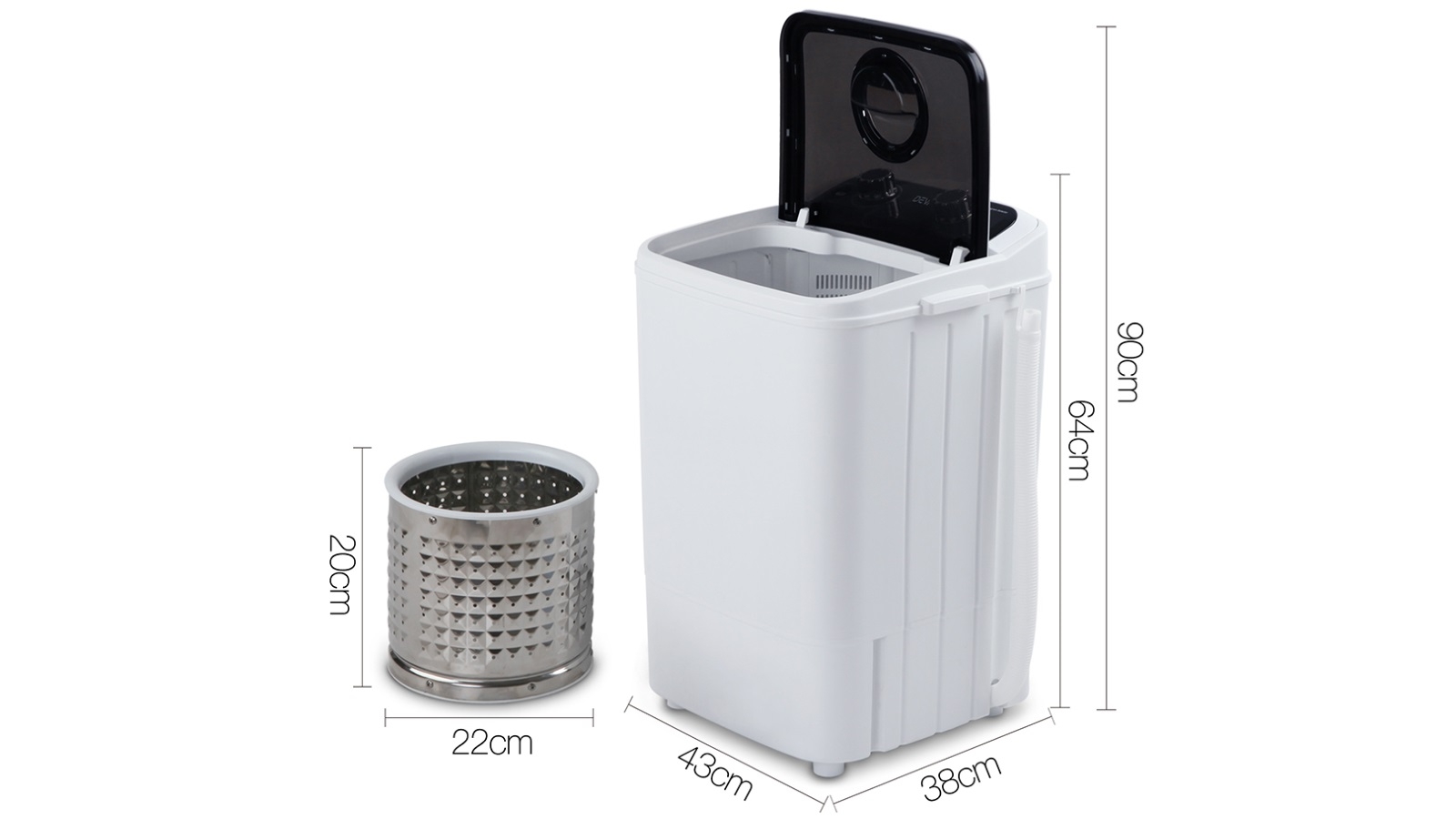 Devanti 4.6kg Portable Camping Mini Washing Machine Black Harvey Norman