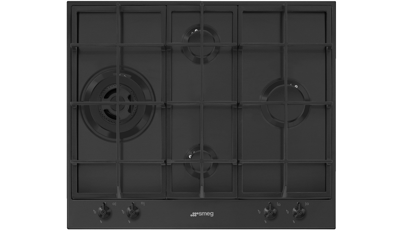 Smeg Classis 600mm 4 Burner Gas Cooktop Matte Black Harvey Norman