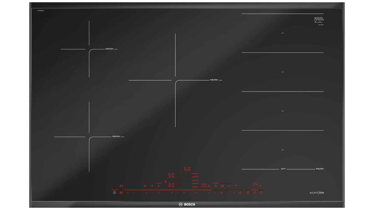 Bosch 800mm Accentline 5 Zone Flex Induction Cooktop Harvey Norman