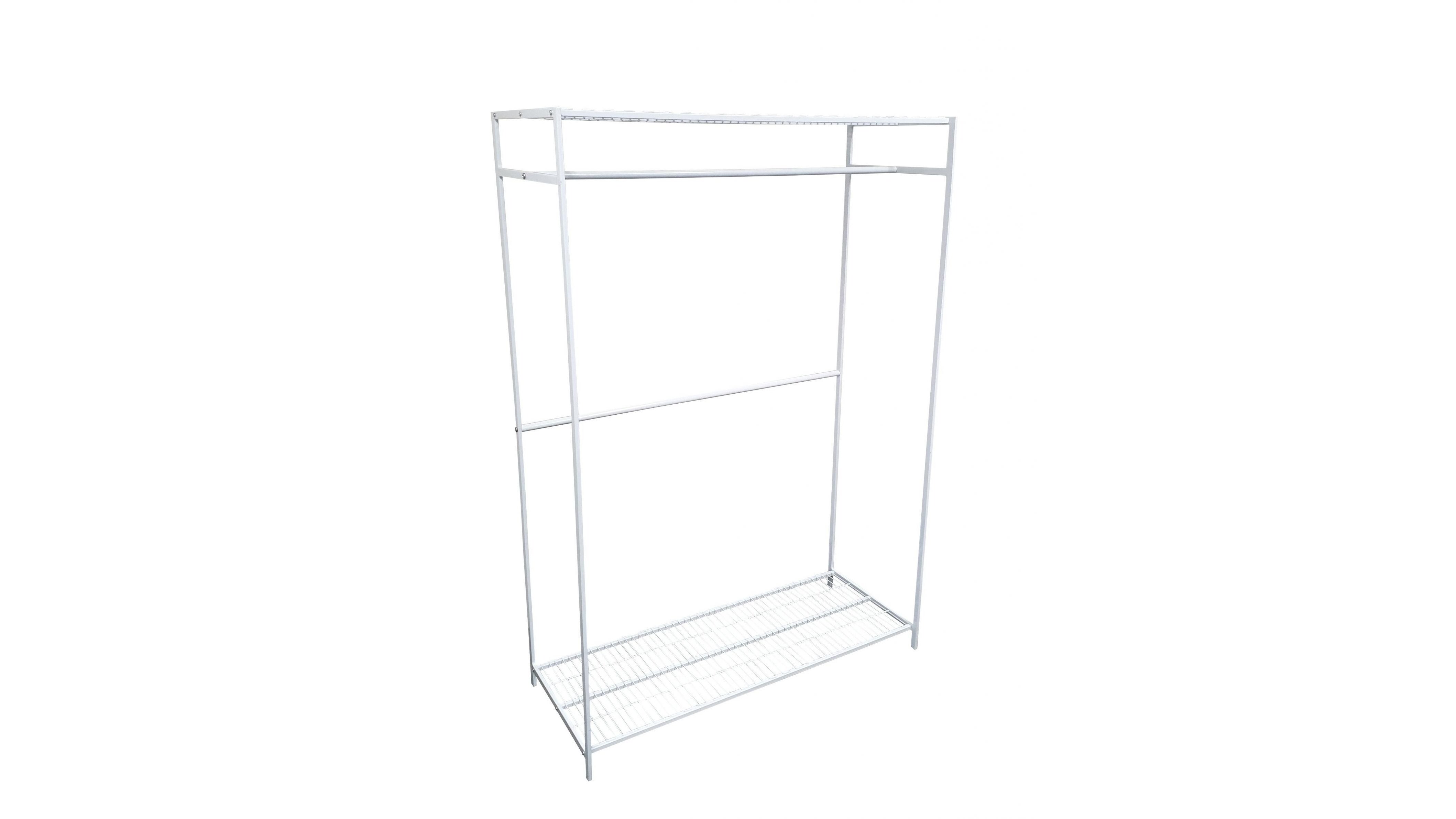 LT Williams Garment Rack with Shelves - White Powder Coated