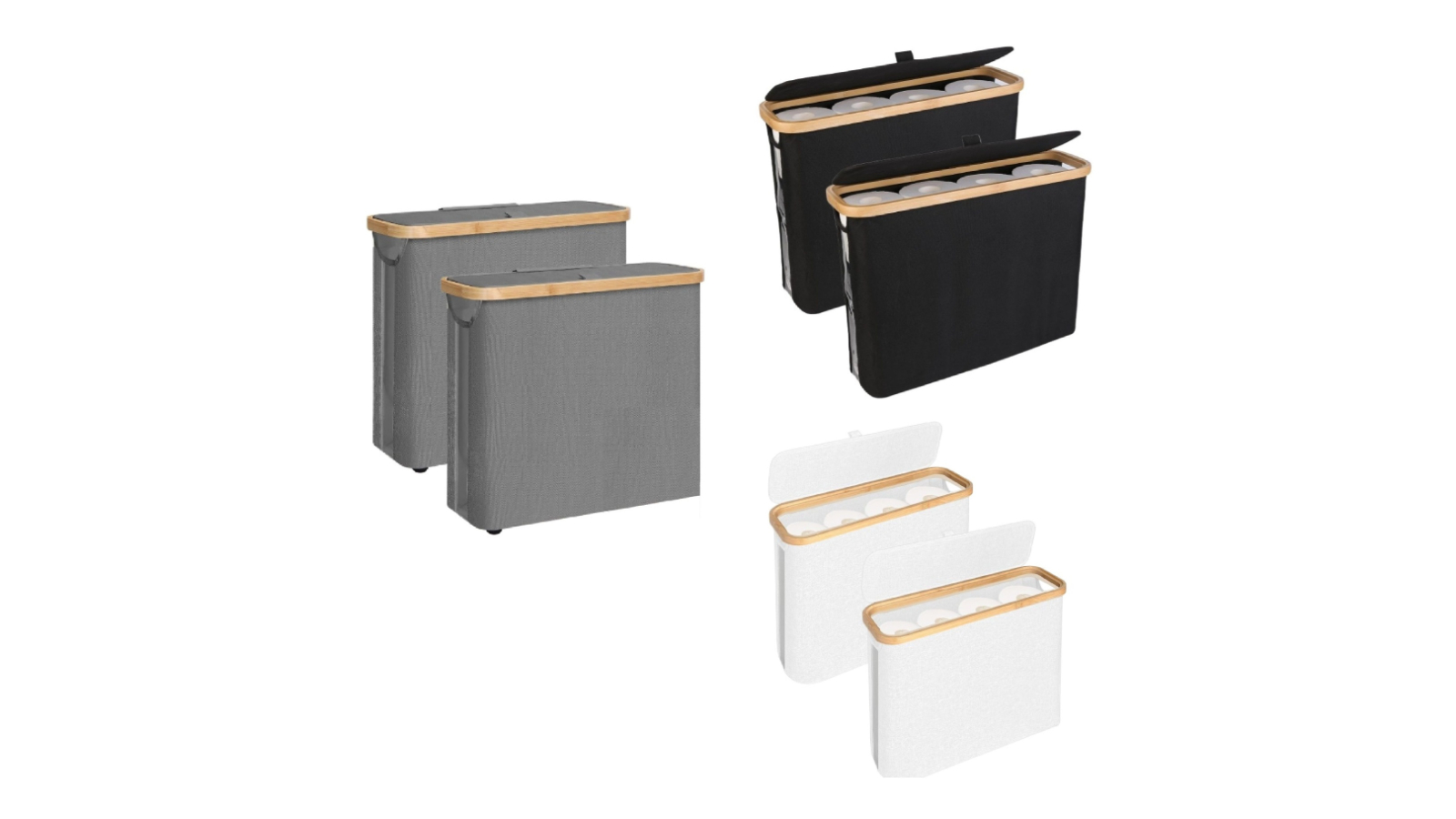 Carla Home Pack of 2 Toilet Paper Storage Basket with Bamboo Lid and Handle for RV Closet
