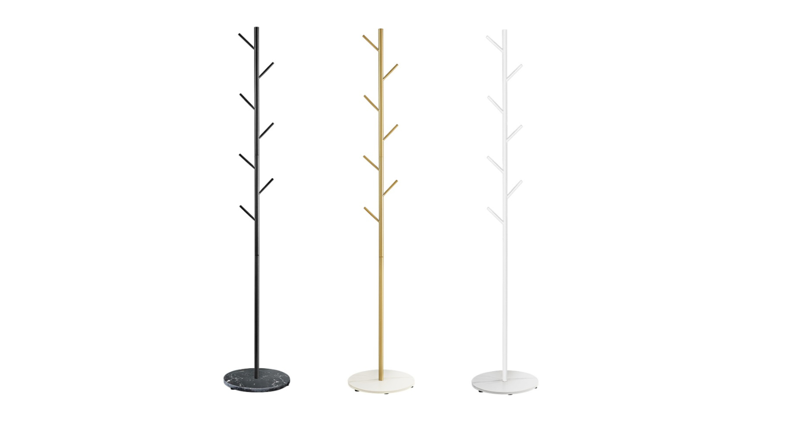 Furb Garment 7-Hook Marble Base Coat Rack Steel Clothes Stand Tree Hanger