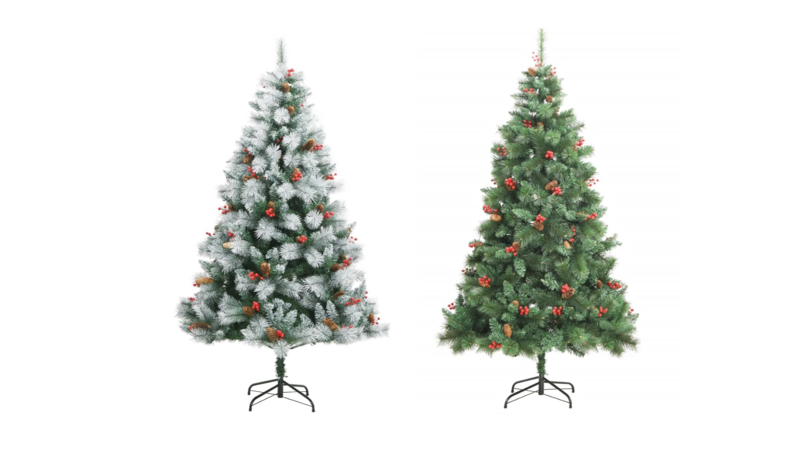 vidaXL Artificial Hinged Christmas Tree with Cones and Berries