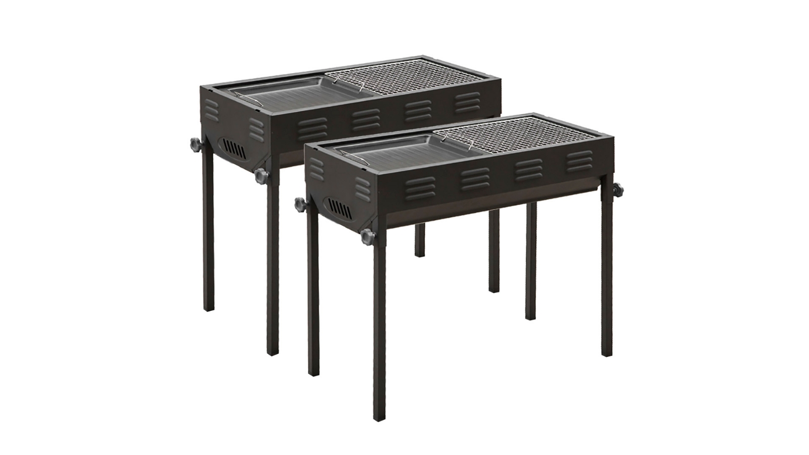 SOGA 2X 66cm Portable Folding Thick Box-Type Charcoal Grill for Outdoor BBQ Camping