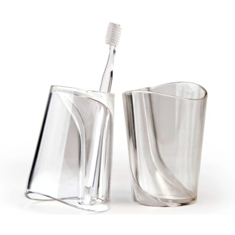 Qualy QL10094 Contoured Shape Flip Cup - Clear
