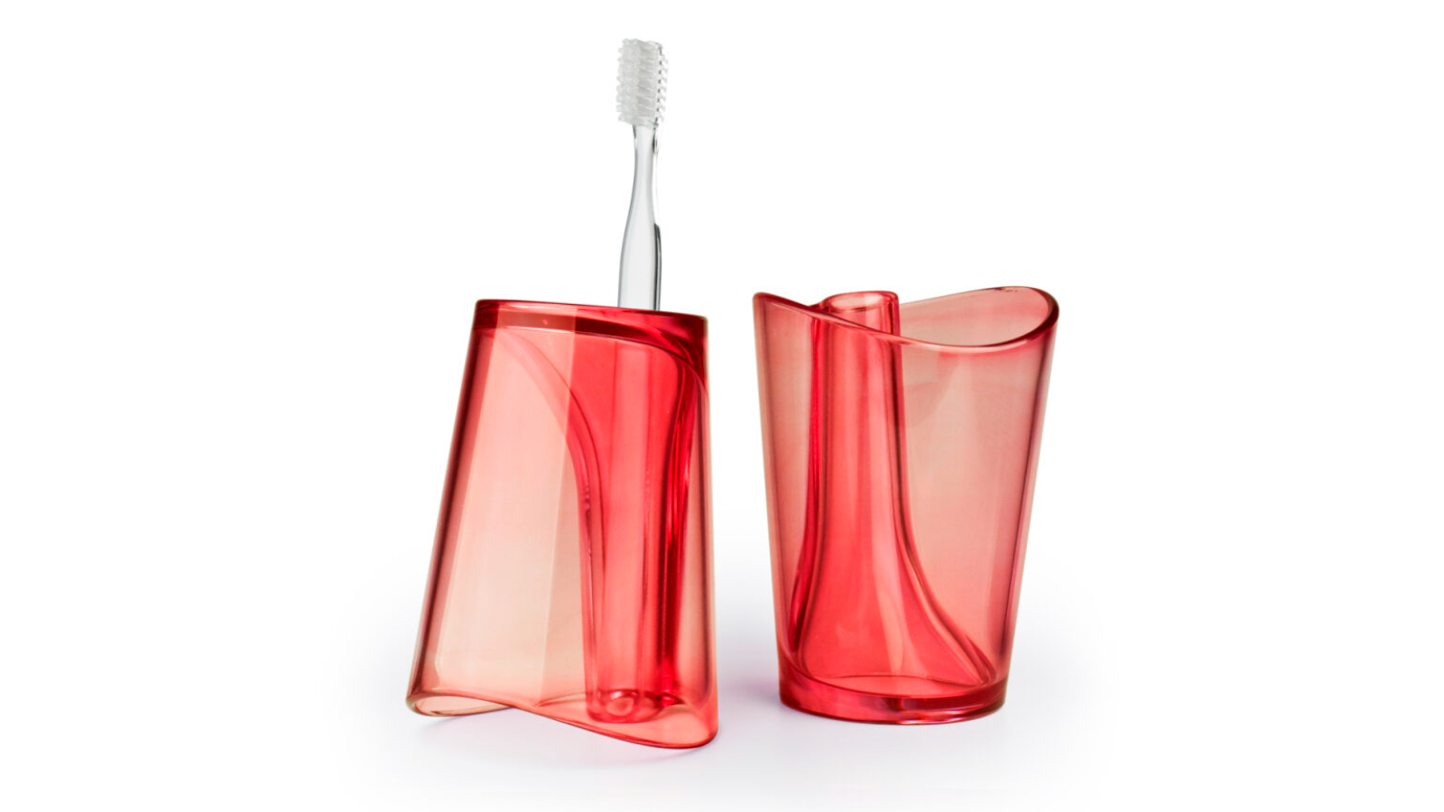 Qualy QL10094 Contoured Shape Flip Cup - Pink