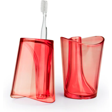 Qualy QL10094 Contoured Shape Flip Cup - Pink
