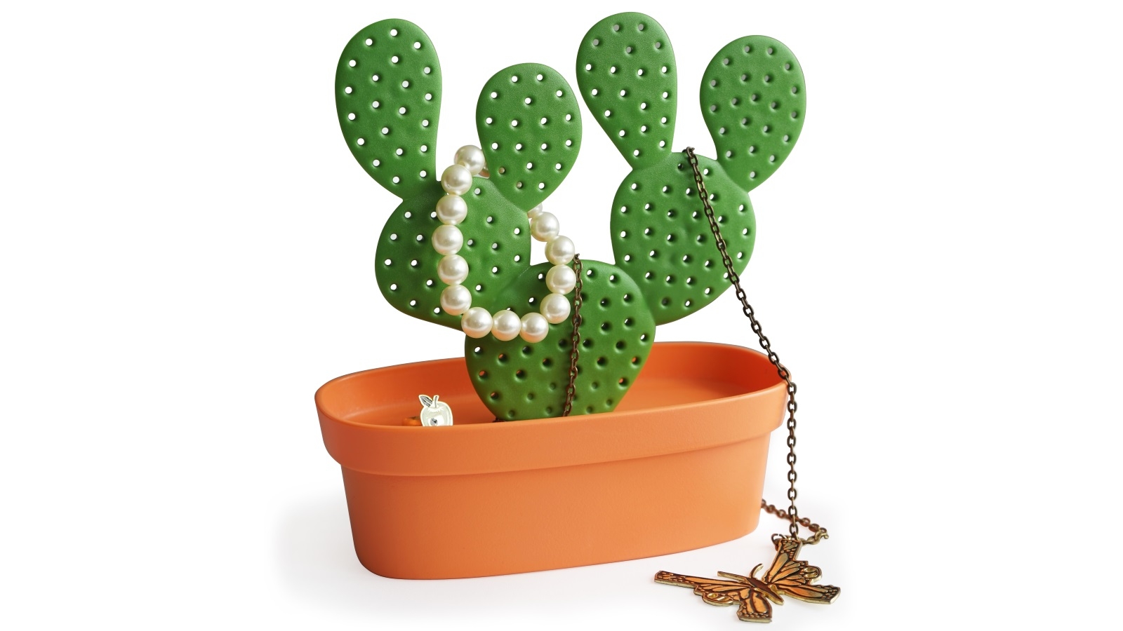 Qualy Cactus Accessories Tray - Orange/Green