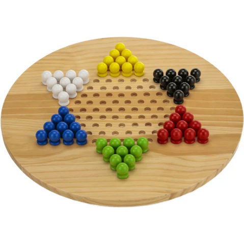 Jenjo Wooden Giant Chinese Checkers and Solitaire Game Set
