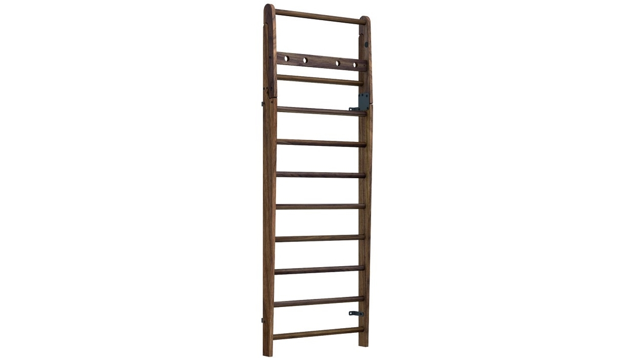 NOHrD 10 Bar Wall Bar Exercise Equipment in Black Walnut Wood