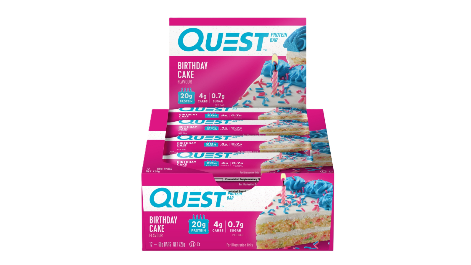 Quest 60g Birthday Cake Protein Bar - Pack of 12 | Harvey Norman