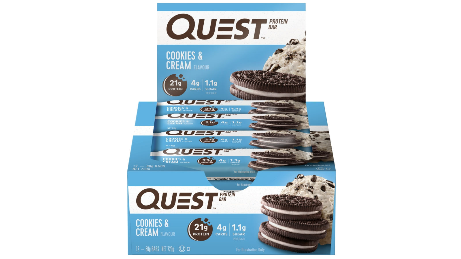 Quest 12 x 60g Cookies & Cream Protein Bars | Harvey Norman