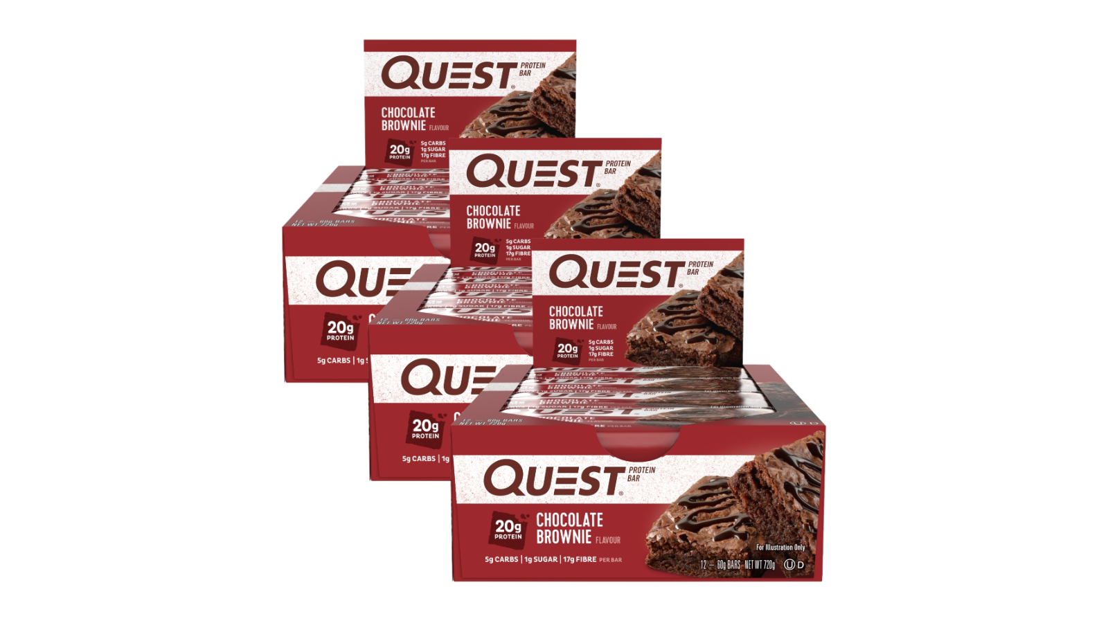 Quest 3 Piece 60g Chocolate Brownie Protein Bar - Pack of 12 | Harvey ...