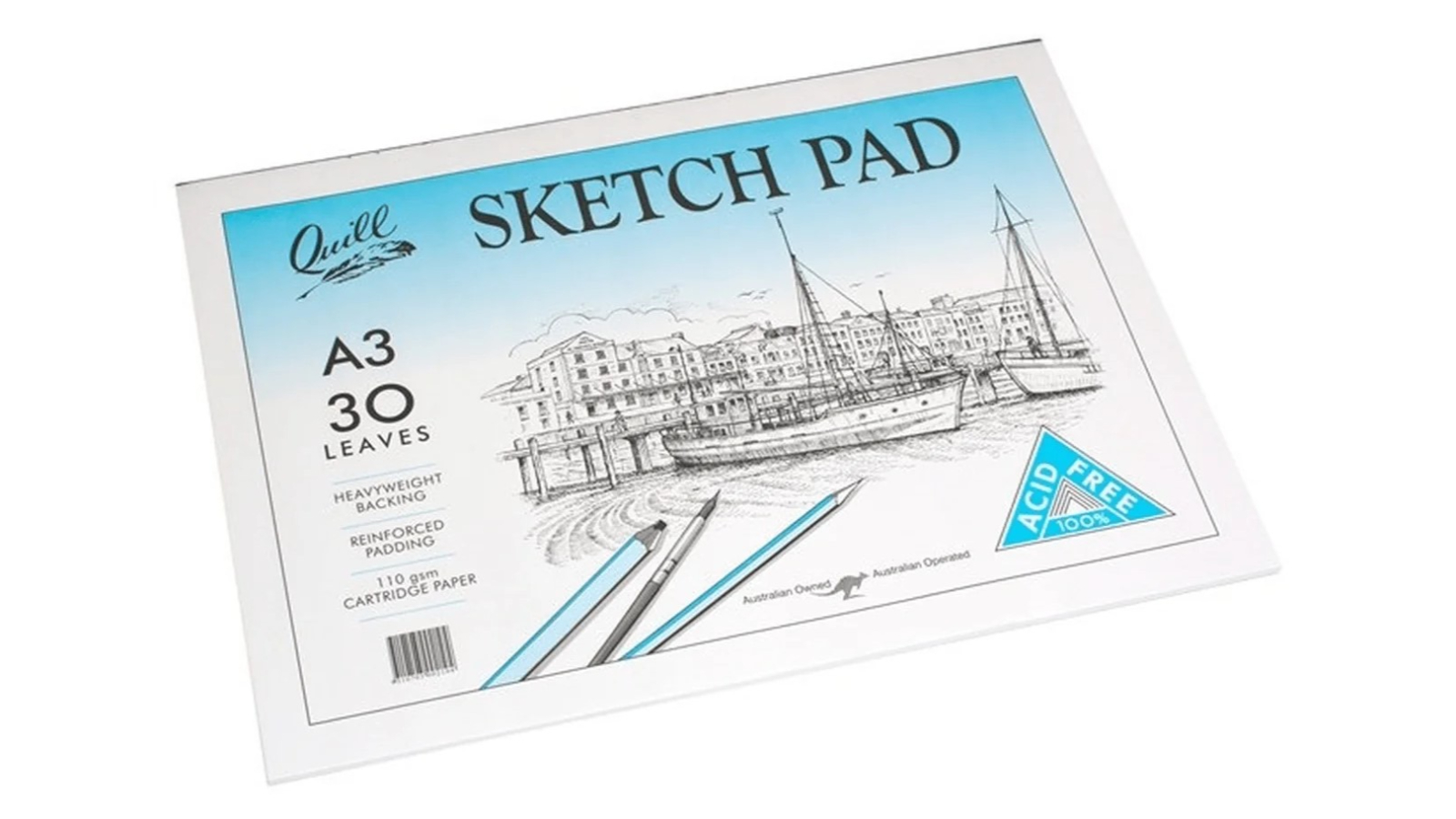 Quill Premium 110gsm 30 Leaf A3 Sketch Pad - White
