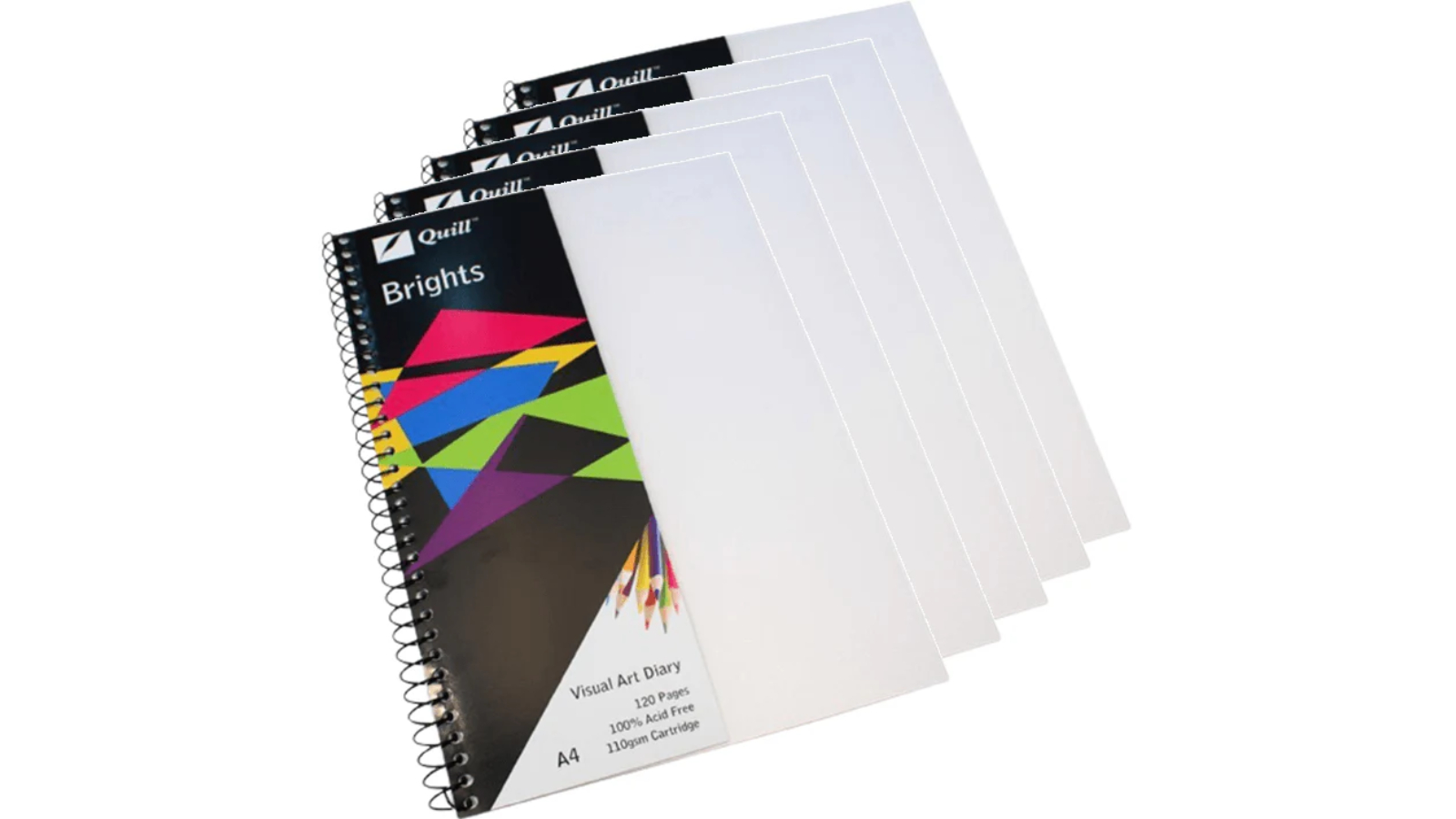 Quill Pack of 5 Polypropylene Frost 110Gsm 120 Page Visual Art Diary A4