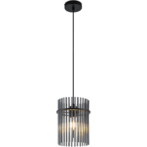 Pretty & Practical Cantostone 20cm Pendant with Smoke Glass - Black Matt