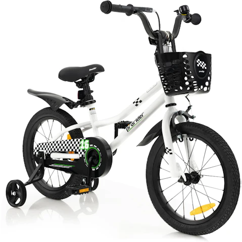 Costway Boys Bike with Training Wheels Basket and Adjustable Handlebar/Seat - 40cm