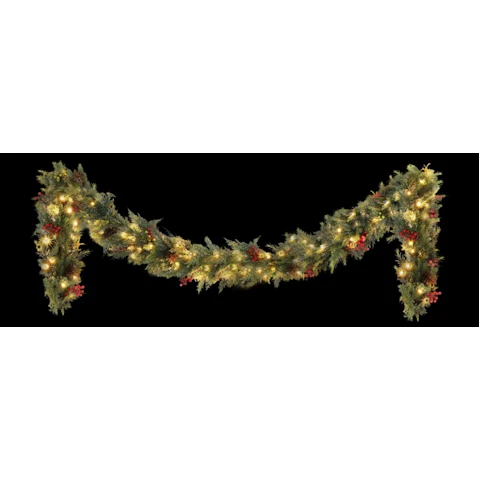 Jingle Jollys 3metre Christmas Garland Pre-lit LED Light with Pine Cones - Greenc