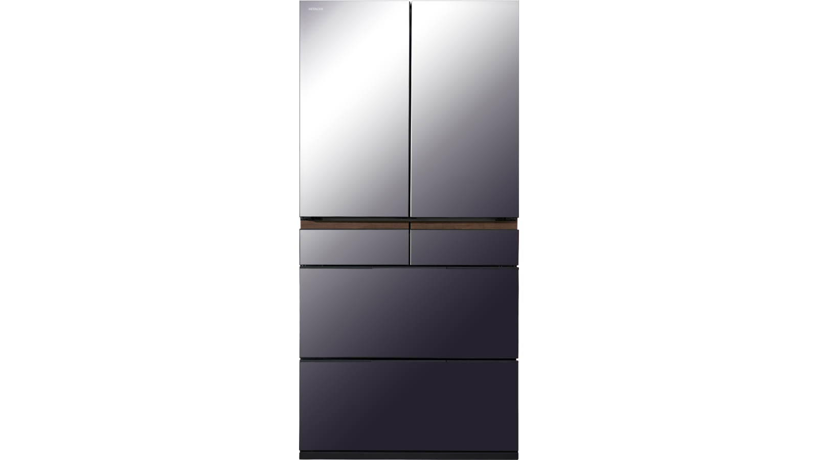 Hitachi 670L Aero-Care Multi-Drawer French Door Fridge - Mirror Mauve Grey