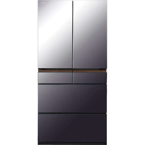 Hitachi 670L Aero-Care Multi-Drawer French Door Fridge - Mirror Mauve Grey
