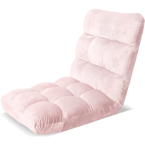 Artiss Floor Lounge Sofa Bed Flannel Fabric - Pink