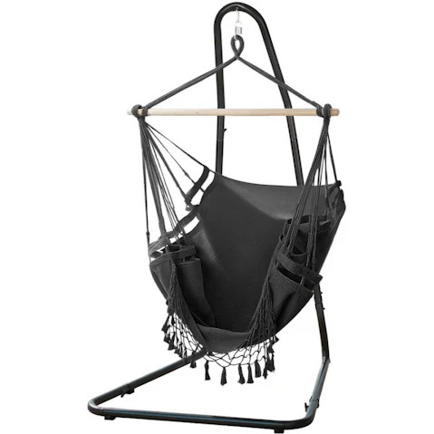 Gardeon Hammock Hanging Chair Tassel with Steel Stand