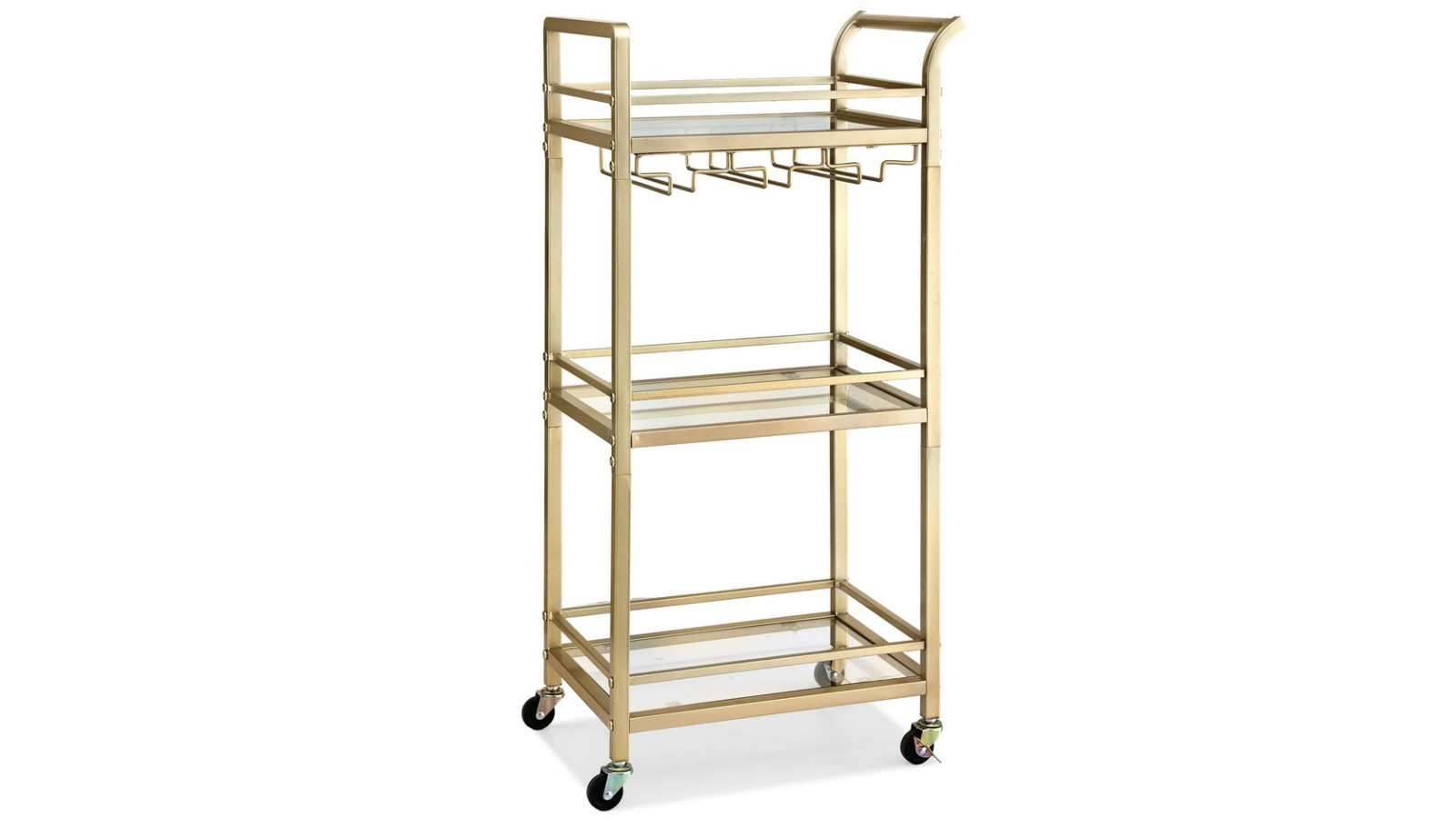 Artiss Bar 43cm Cart Drinks Trolley Serving Wine Glass Holder Rack Cocktail - Gold