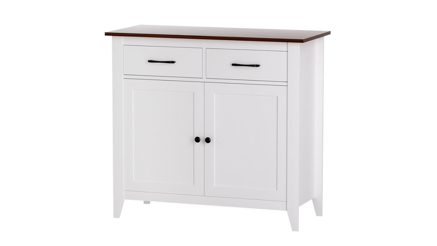 Artiss 2-Drawer Kitchen Hallway White Buffet Cupboard Storage Cabinet 