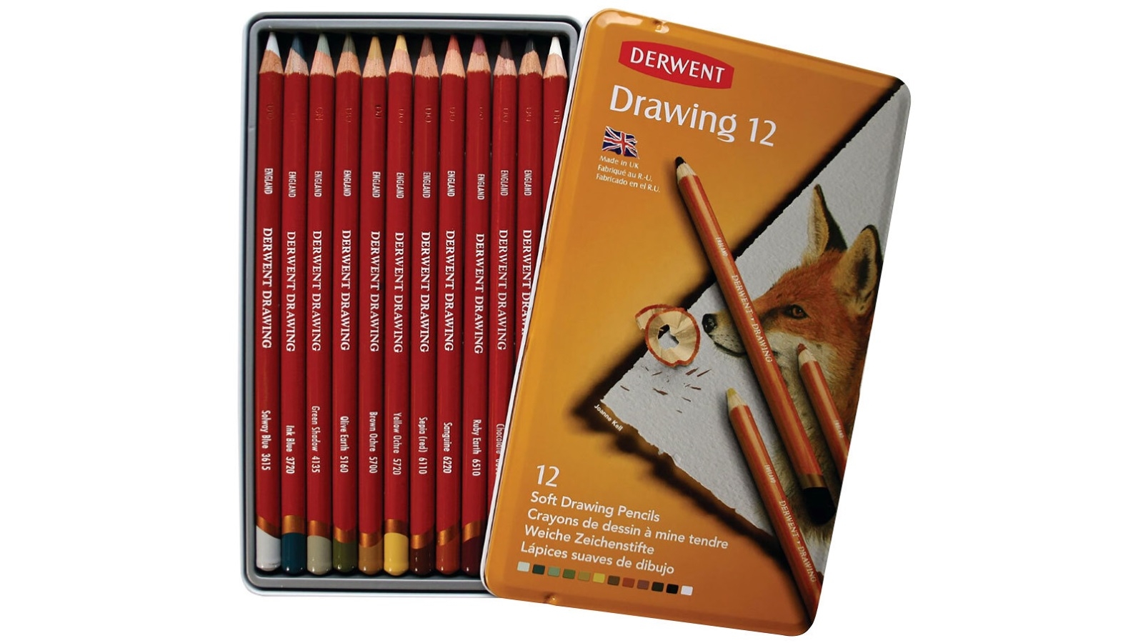 Derwent 12-Piece Academy Drawing Pencils Tin Set