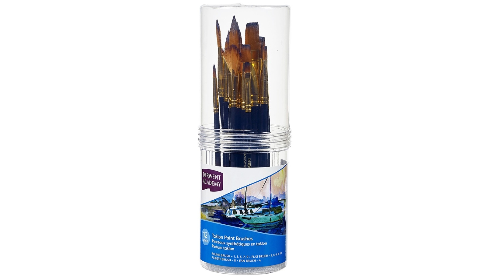 Derwent 12-Piece Academy Taklon Paint Brushes