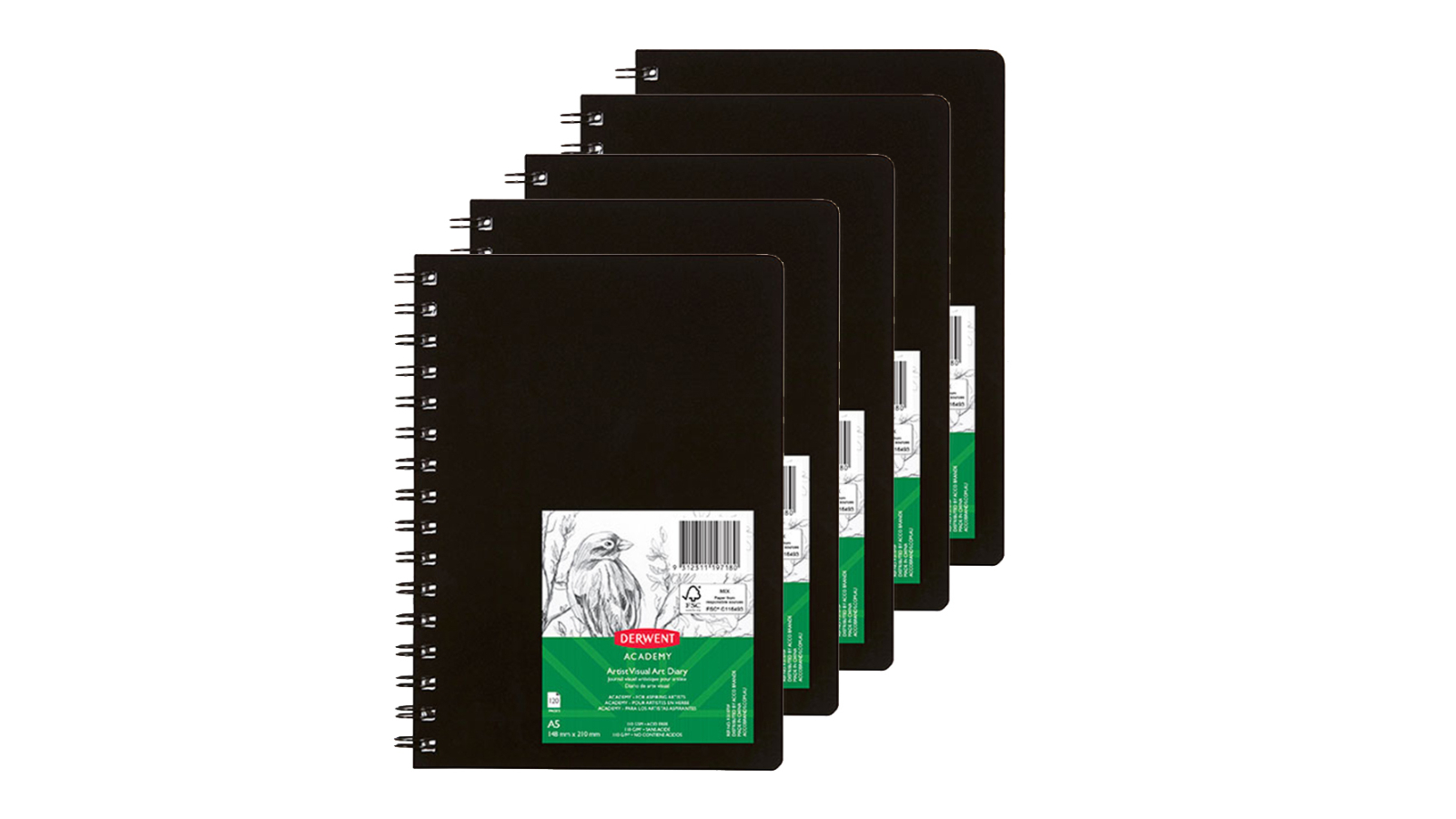 Derwent 5 Piece Academy Spiral Artist Visual Art Diary Book