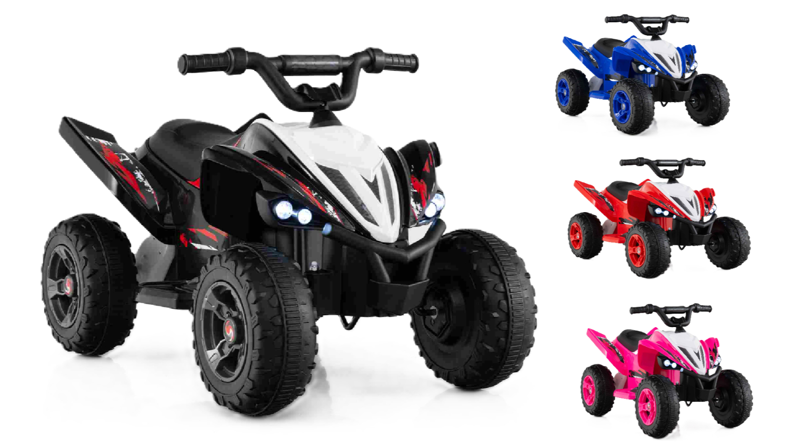 Costway Kid 12V 4-Wheel Ride-On Quad Electric ATV Car with LED Light and Music