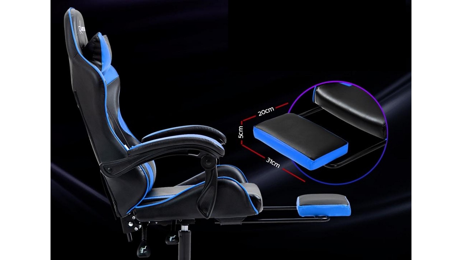 Artiss Gaming Computer Chair Recliner Blue Harvey Norman