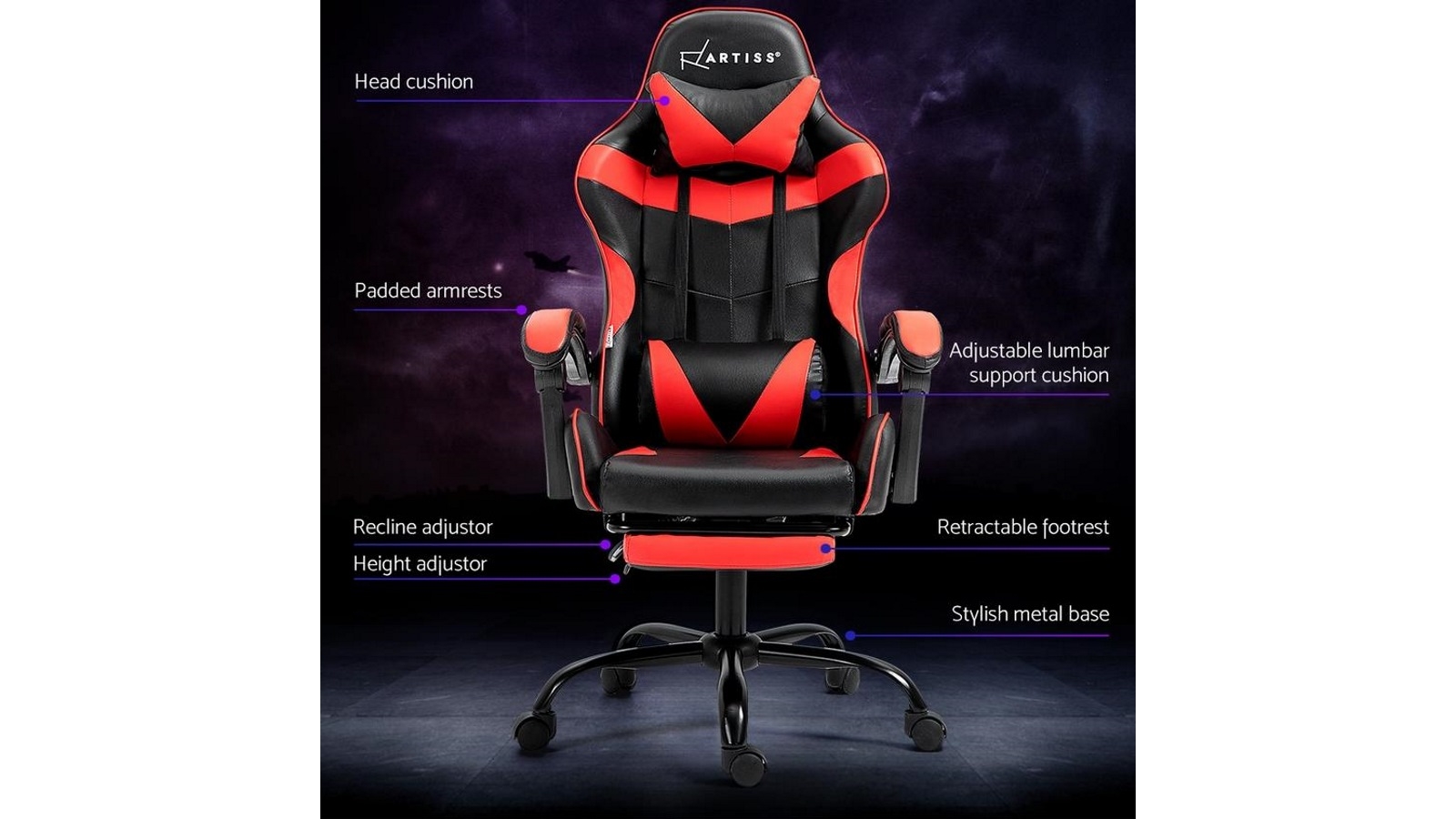 Artiss Gaming Computer Chair Recliner Red Harvey Norman