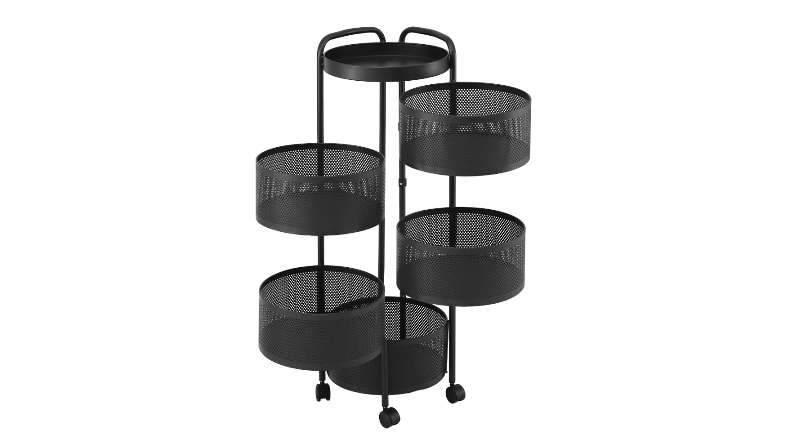 Artiss 5-Tier Storage Kitchen Trolley - Black