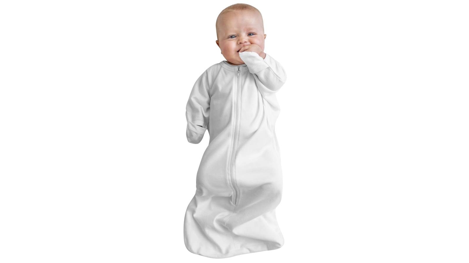Baby Studio 3-9m Organic Cotton All in One Swaddle Bag - Bright White