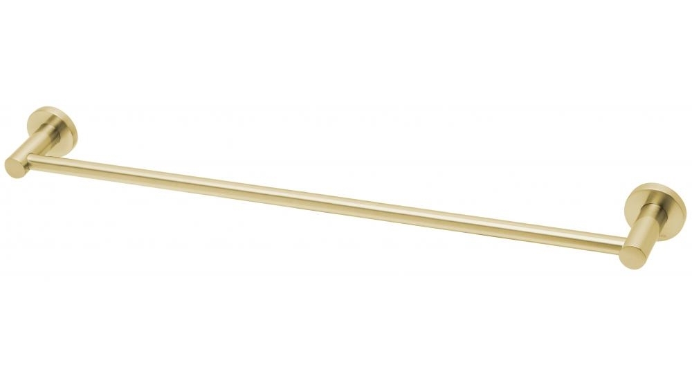 Phoenix Radii 600mm Round Plate Single Towel Rail - Brushed Gold