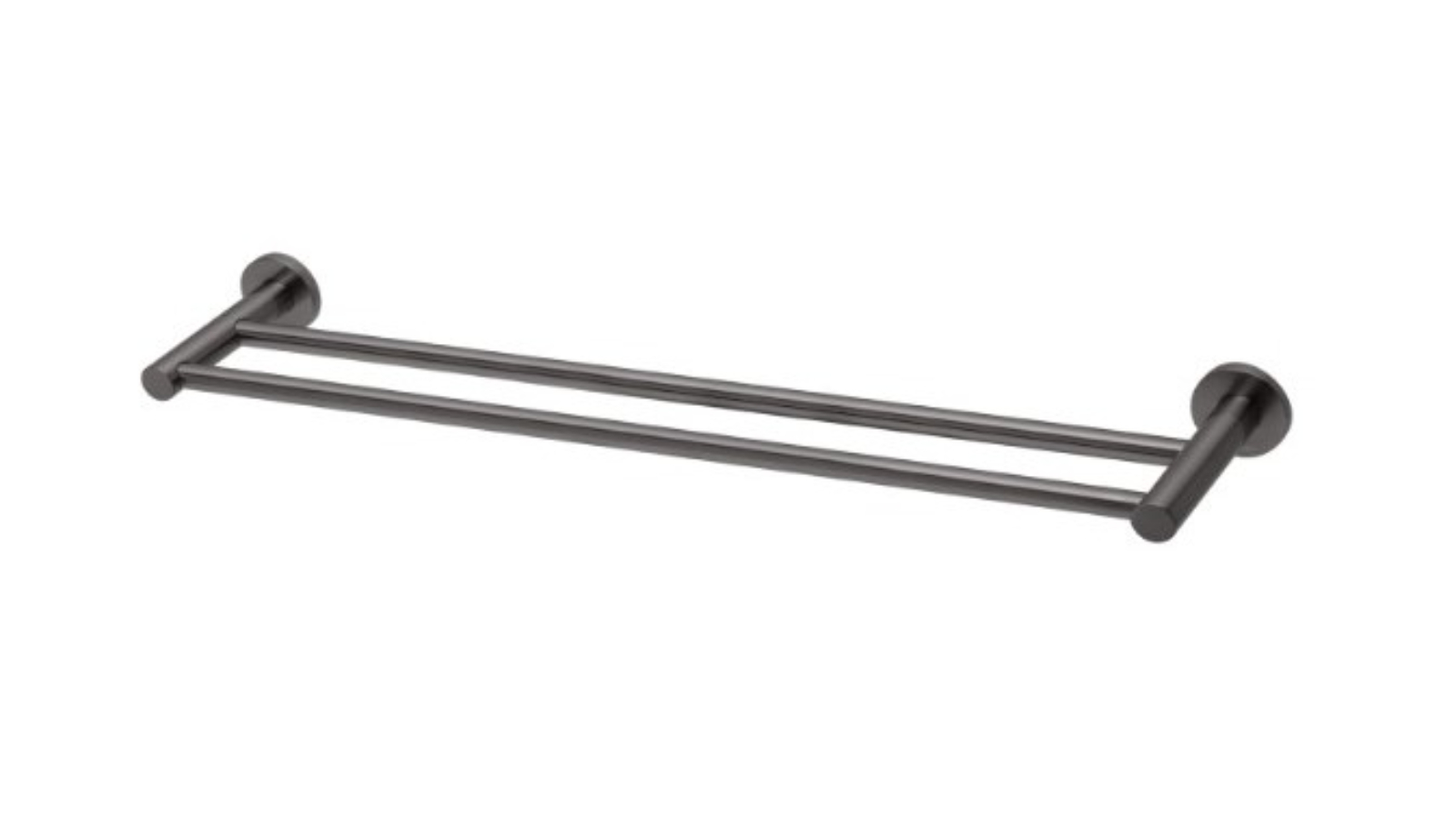 Phoenix 800mm Radii Double Towel Rail Round Plate - Brushed Carbon