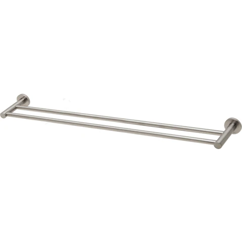 Phoenix Radii 800mm Round Plate Double Towel Rail - Brushed Nickel