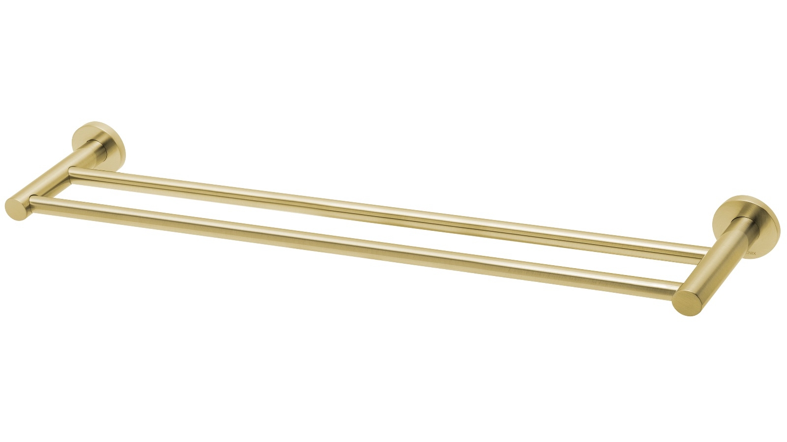 Phoenix Radii 600mm Round Plate Double Towel Rail - Brushed Gold