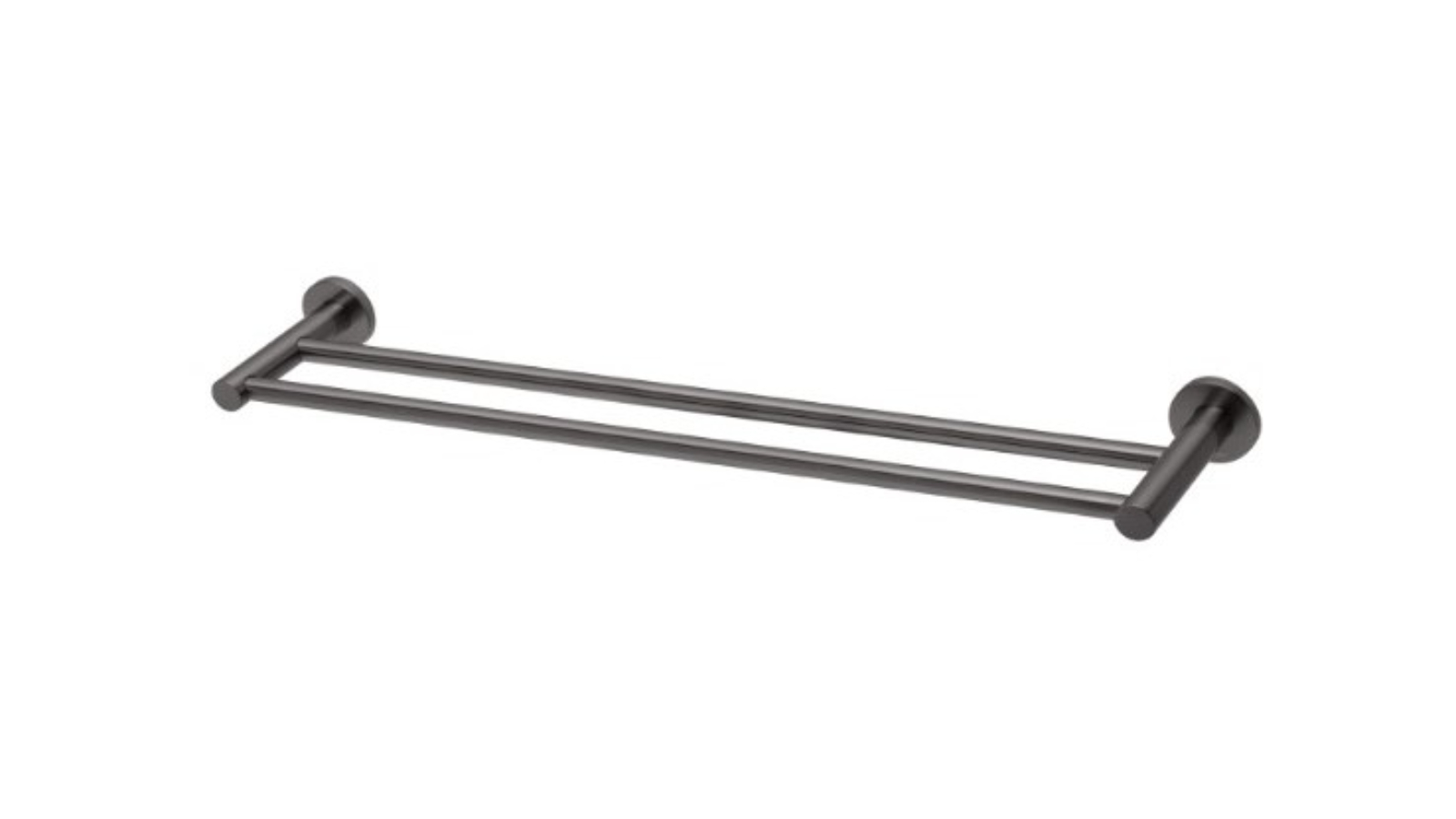 Phoenix 600mm Radii Double Towel Rail Round Plate - Brushed Carbon