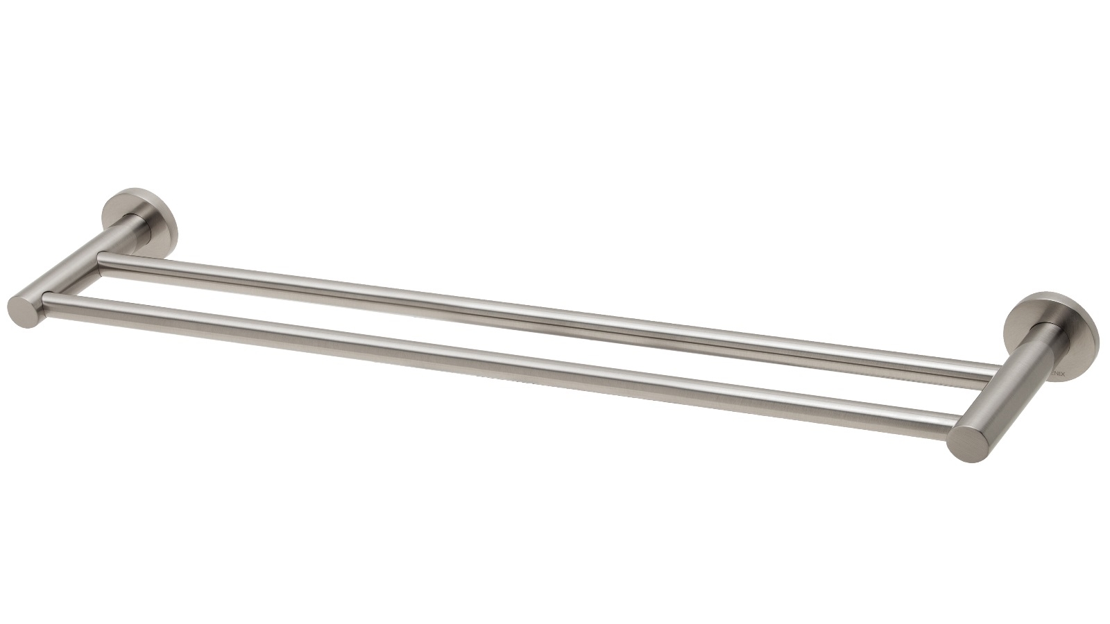 Phoenix Radii 600mm Round Plate Double Towel Rail - Brushed Nickel