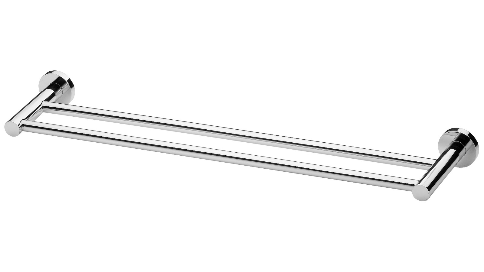 Phoenix Radii 600mm Round Plate Double Towel Rail - Chrome