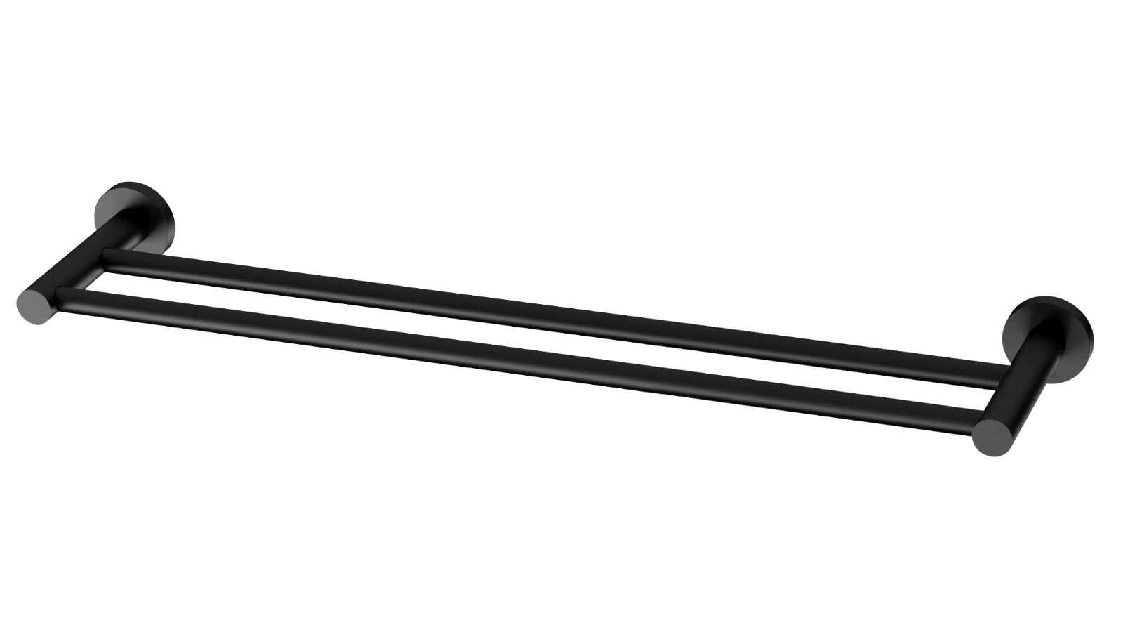 Phoenix Radii 600mm Round Plate Double Towel Rail - Matte Black