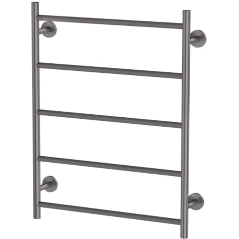 Phoenix Radii Heated Towel Ladder Round Plate - Brushed Carbon