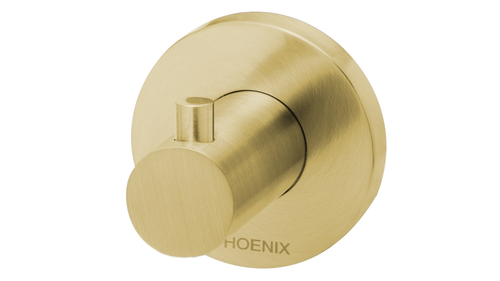 Phoenix Radii Round Plate Robe Hook - Brushed Gold