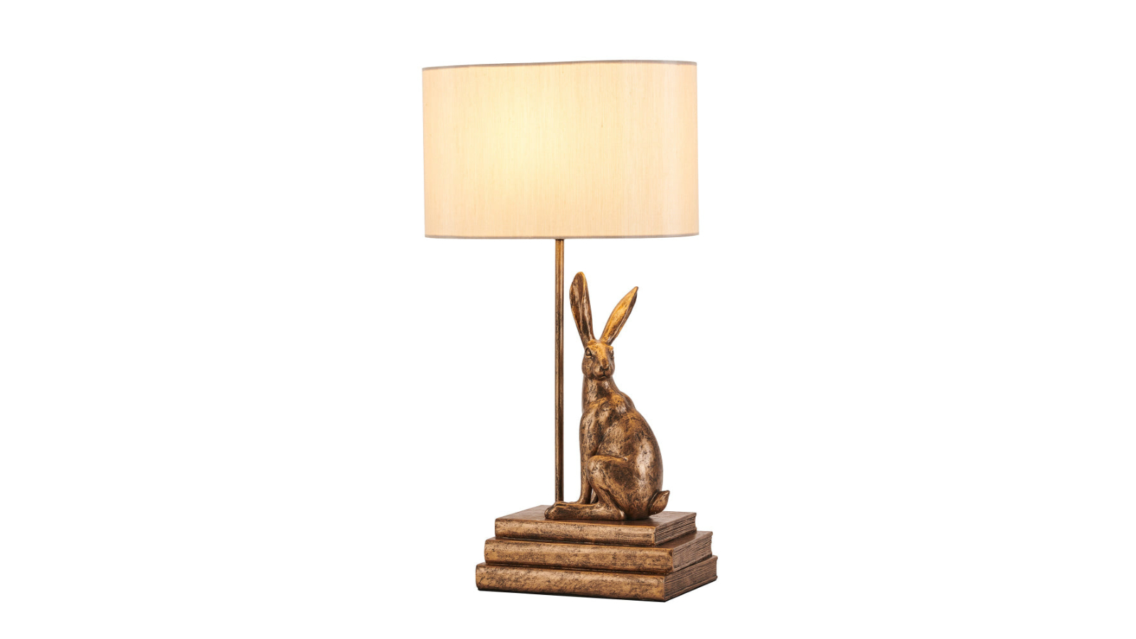 Luminea Rabbit Regal Shape Fabric Shade Table Light Lamp - Gold